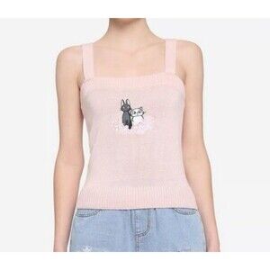 Studio Ghibli Kiki’s Delivery Service Jiji & Lily Knit Cami Pink Sweater Sz XL